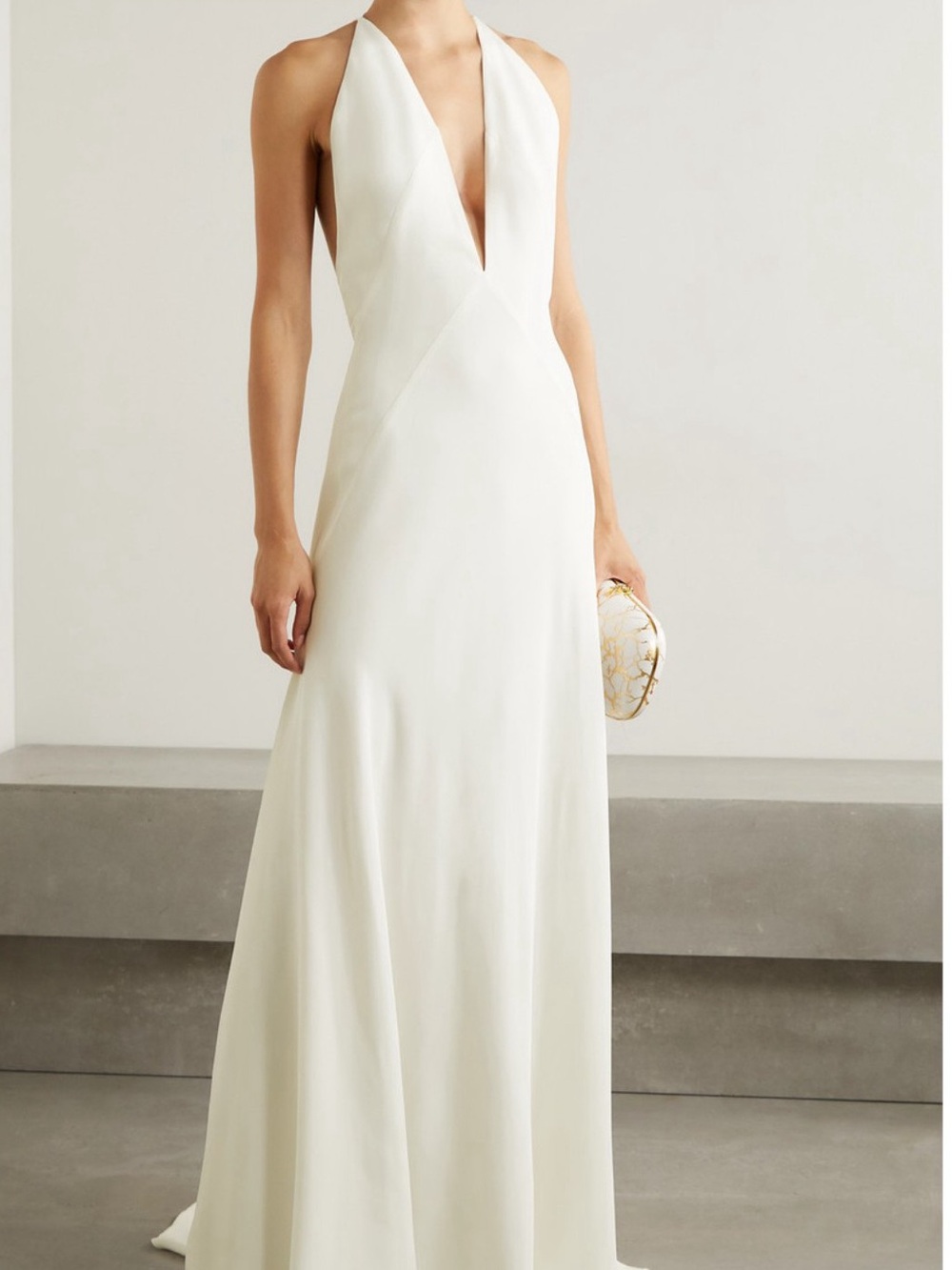 MICHAEL LO SORDO Alexandra Silk Crepe Maxi Dress in White Sz 6 US